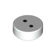 Tile Round 1 × 1 with 2 Small Black Circles White