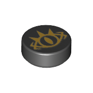 Tile Round 1 × 1 with Pearl Gold Evil Eye Print Schwarz