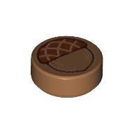 Tile Round 1 × 1 with Reddish Brown Acorn Print Medium Nougat