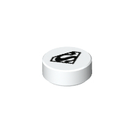 Tile Round 1 × 1 with Black Superman Logo White