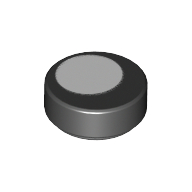 Tile Round 1 × 1 with White Circle Print Black