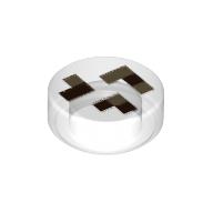 Tile Round 1 × 1 with Brown and Tan Squares Print Trans-Clear