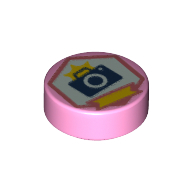 Tile Round 1 × 1 with Camera in Dark Pink Hexagon print Leuchtrosa