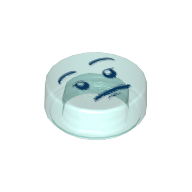Tile Round 1 × 1 with Face Print Transparent-Hellblau