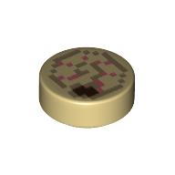 Tile Round 1 × 1 with Pixelated Nautilus/Ammonite print Beige