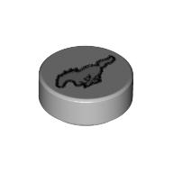 Tile Round 1 × 1 with Mustang Logo Print Light Bluish Gray