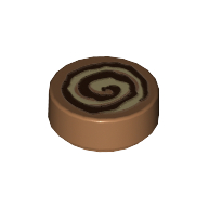 Tile Round 1 × 1 with Cinnamon Roll Print Medium Nougat
