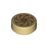 Tile Round 1 × 1 with Pastry Print Tan
