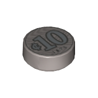 Tile Round 1 × 1 with Silver Coin with '10' and '1875' Print Mattsilber