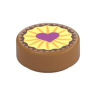 Tile Round 1 × 1 with Cookie/Pie with Heart print