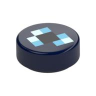 Tile Round 1 × 1 with Blue Squares, Pixelated Eye of Ender print Dark Blue