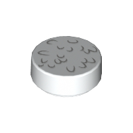 Tile Round 1 × 1 with Rice print White