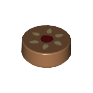 Tile Round 1 × 1 with Flower print Medium Nougat