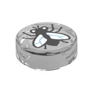 Tile Round 1 × 1 with Fly print Trans-Clear