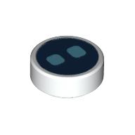 Tile Round 1 × 1 with Black Circle and 2 Medium Blue Circles print White