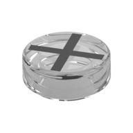 Tile Round 1 × 1 with Black 'X' print Trans-Clear