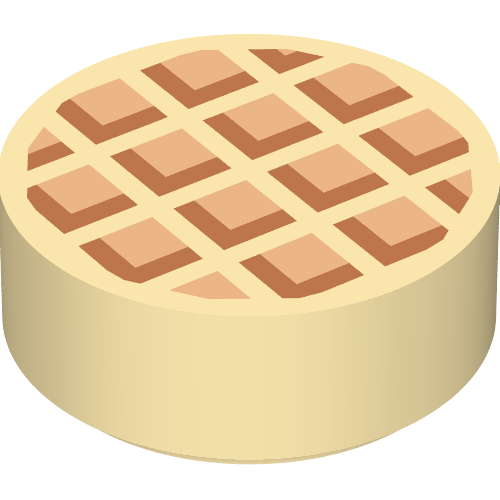 Tile Round 1 × 1 with Waffle, Medium Nougat Edges print Tan