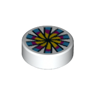Tile Round 1 × 1 with Chinese Candy print White