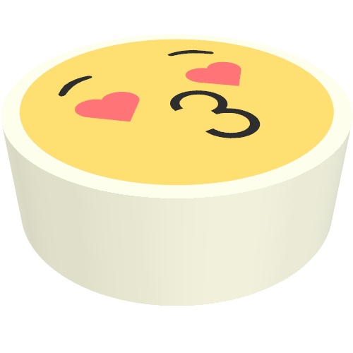Tile Round 1 × 1 with Smiley, Kiss Face, Heart for Eyes print Weiß