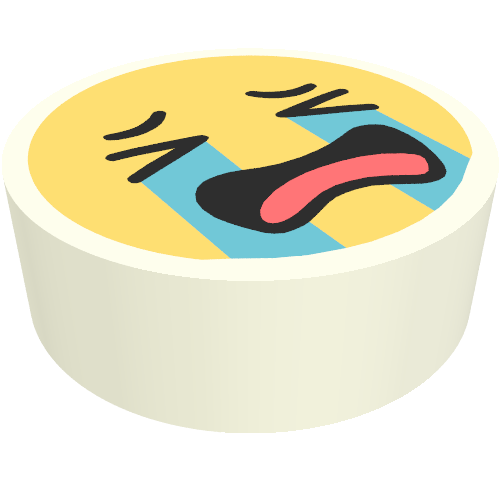 Tile Round 1 × 1 with Smiley Crying Face print Weiß