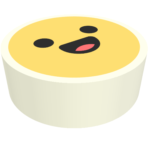 Tile Round 1 × 1 with Smiley, Happy Face print White