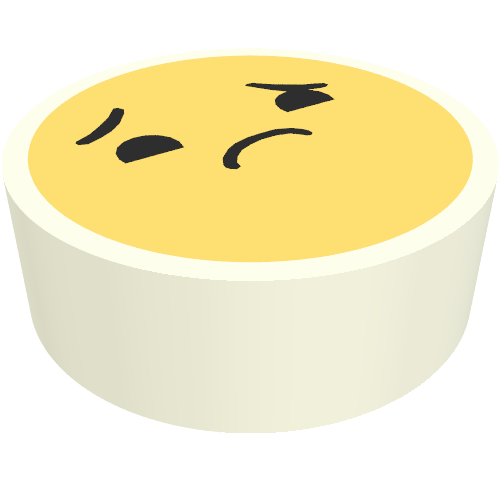 Tile Round 1 × 1 with Smiley Face, Frown/Sad print White