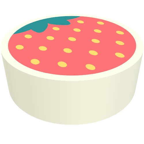 Tile Round 1 × 1 with Strawberry print Weiß