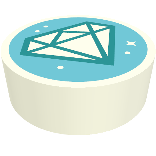 Tile Round 1 × 1 with Diamond on Medium Azure Background print White