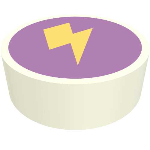 Tile Round 1 × 1 with Yellow Lightning on Lavender Background print White