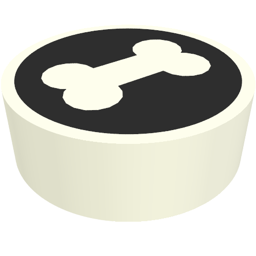 Tile Round 1 × 1 with White Bone on Black Background print White