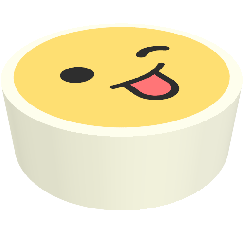 Tile Round 1 × 1 with Smiley Wink, Tongue print White