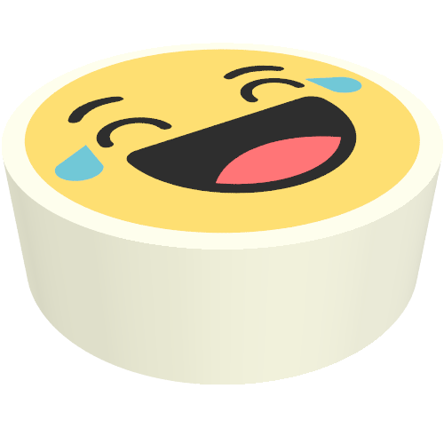 Tile Round 1 × 1 with Smiley Laughing print White