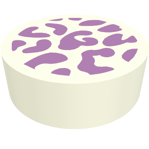 Tile Round 1 × 1 with Lavender Leopard print Weiß
