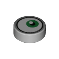 Tile Round 1 × 1 with Green Eye print Hellblaugrau