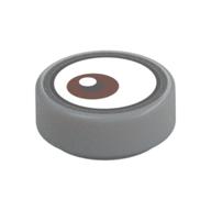 Tile Round 1 × 1 with Reddish Brown Eye Looking Right (White Dot on Top) print Light Bluish Gray