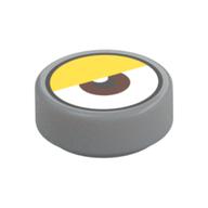 Tile Round 1 × 1 with Reddish Brown Eye Center, Yellow Eyelid (White Dot Close to Eyelid) print Light Bluish Gray