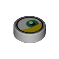 Tile Round 1 × 1 with Green Eye, Yellow Eyelid print Hellblaugrau