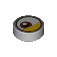 Tile Round 1 × 1 with Reddish Brown Eye Off-Center, Yellow Eyelid print Hellblaugrau