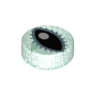 Tile Round 1 × 1 with Black Eye with White Pupil Print Opal Trans-Light Blue