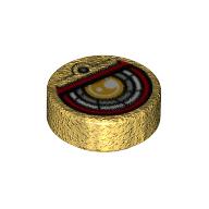 Tile Round 1 × 1 with Yellow, White Light Bluish Grey and Dark Red Circles Print