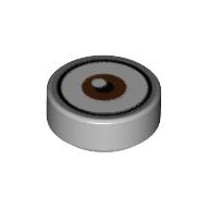 Tile Round 1 × 1 with Reddish Brown Eye, Center print Light Bluish Gray