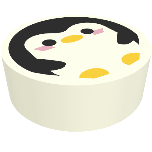 Tile Round 1 × 1 with Penguin print White
