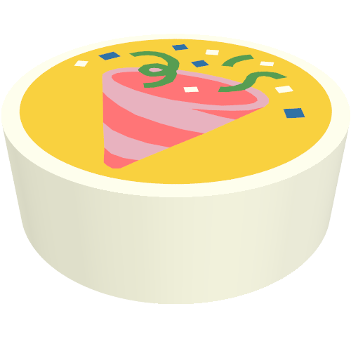 Tile Round 1 × 1 with Pink Party Hat on Bright Light Orange Background print Weiß