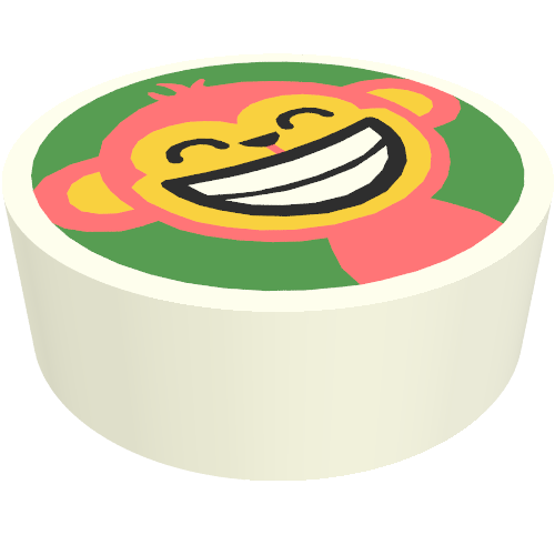 Tile Round 1 × 1 with Monkey on Green Background print White