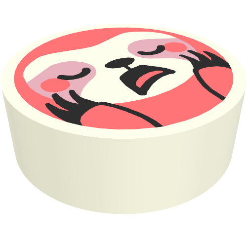 Tile Round 1 × 1 with Coral Sloth print White