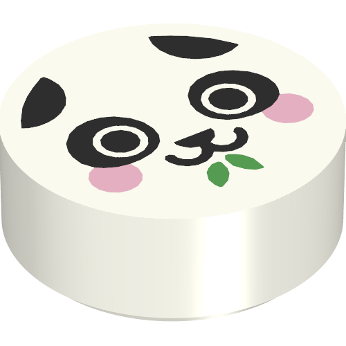 Tile Round 1 × 1 with Panda print White