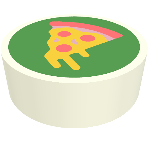 Tile Round 1 × 1 with Pizza Slice on Green Background print White