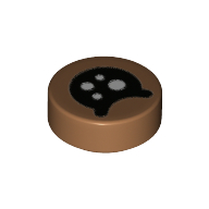 Tile Round 1 × 1 with Black Eye, White Dots print Medium Nougat