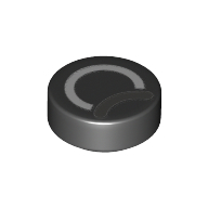 Tile Round 1 × 1 with White, Dark Grey Circles (Eye) print Schwarz