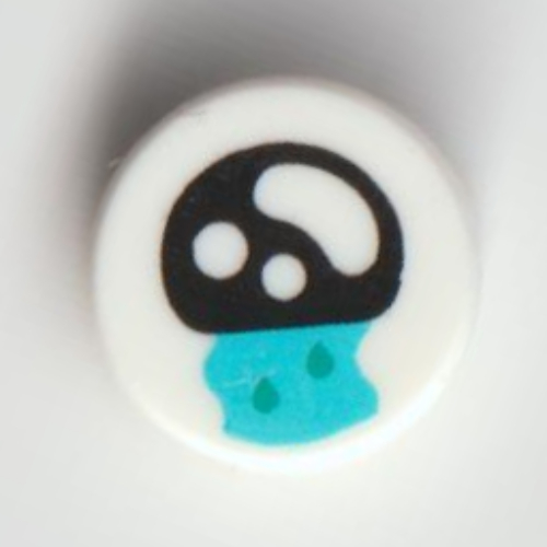 Tile Round 1 × 1 with Black Eye, Blue Tears print White